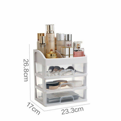 Weißer Kosmetik-Organizer mit Schubladen, 26,8 cm hoch, ideal für Make-up-Aufbewahrung.