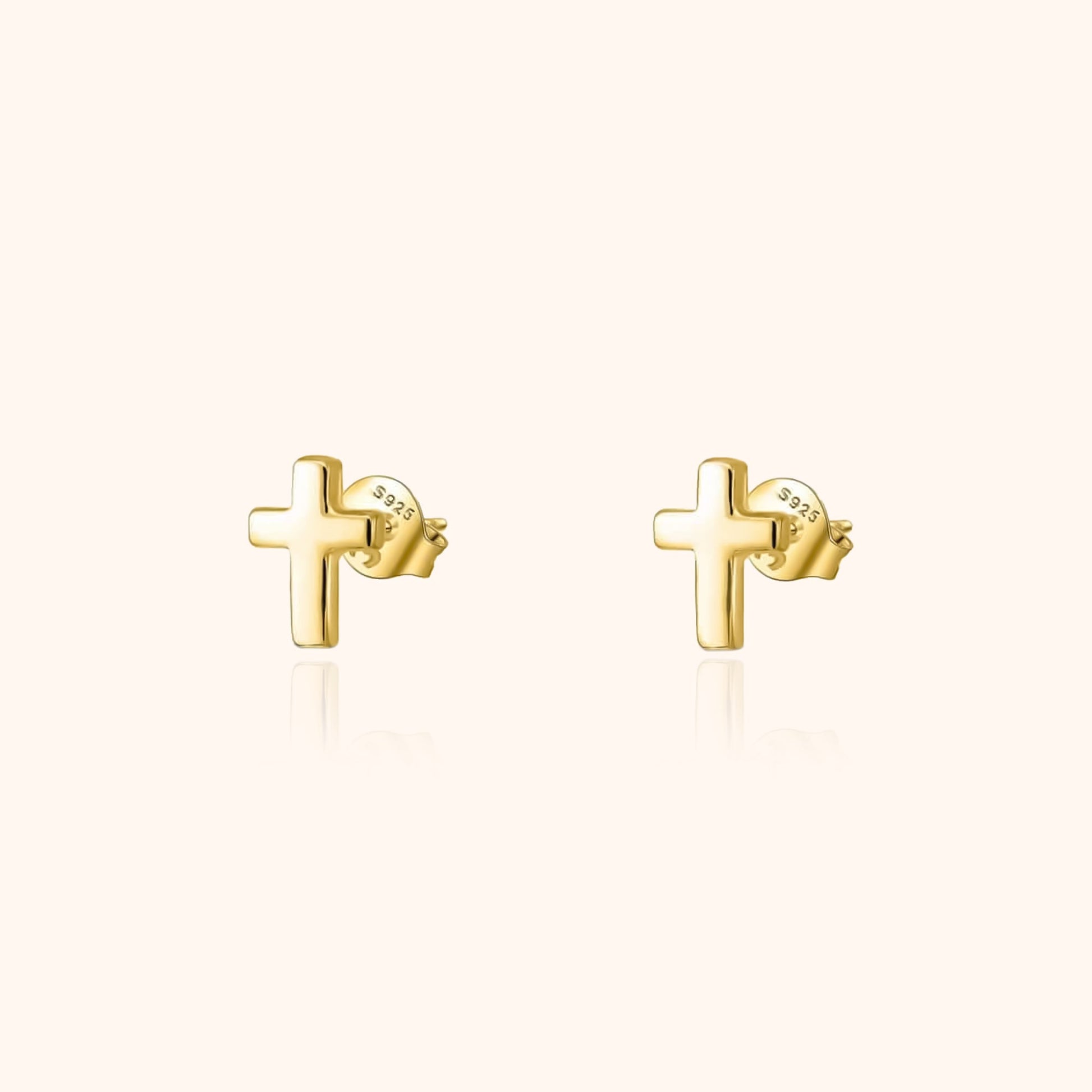 Goldene Kreuz-Ohrringe, 18 Karat, minimalistisch, modisch, Damen-Schmuck, Geschenkidee.