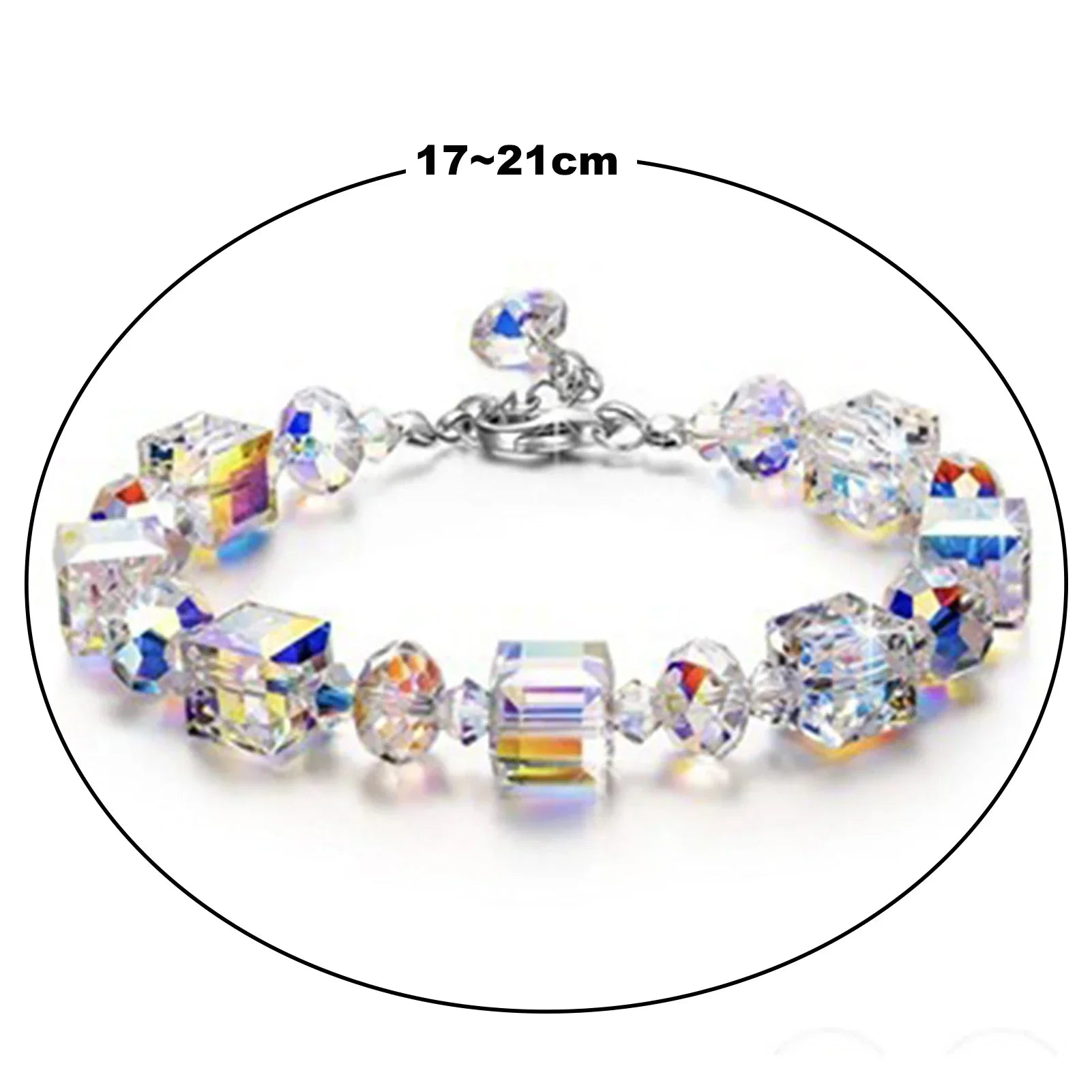 Armband aus Kristallglas, verstellbar 17-21 cm, funkelnd, elegantes Schmuckstück, Damenaccessoire.