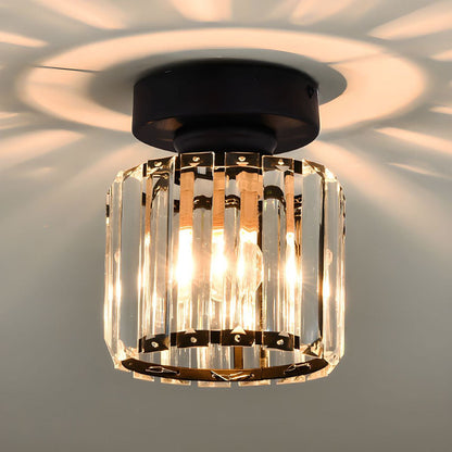 Moderne Deckenleuchte, Kristallglas, schwarz-gold, LED, Wohnzimmerbeleuchtung, elegant.