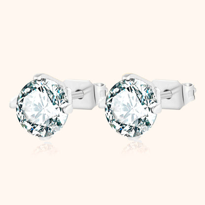 Silberne Ohrstecker mit klaren Zirkonia-Steinen, eleganter Schmuck für Damen.