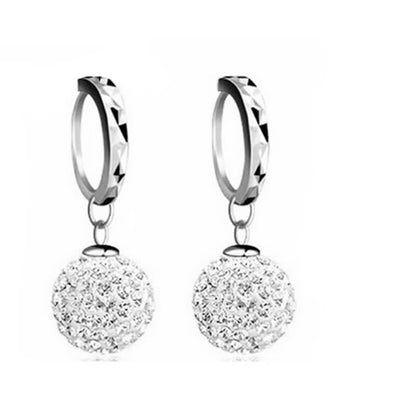Silberne Ohrringe mit Kristallkugel-Anhänger, eleganter Schmuck, Damenaccessoire.