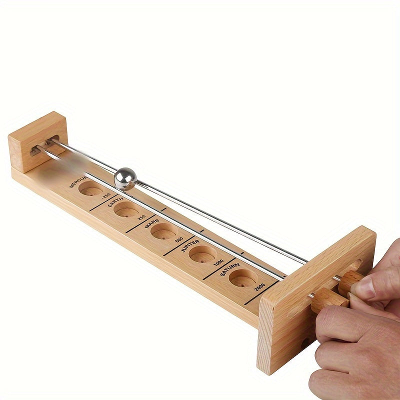 Holzpendelspiel mit Metallkugel, Geschicklichkeitsspiel, Lernspielzeug, naturfarben
