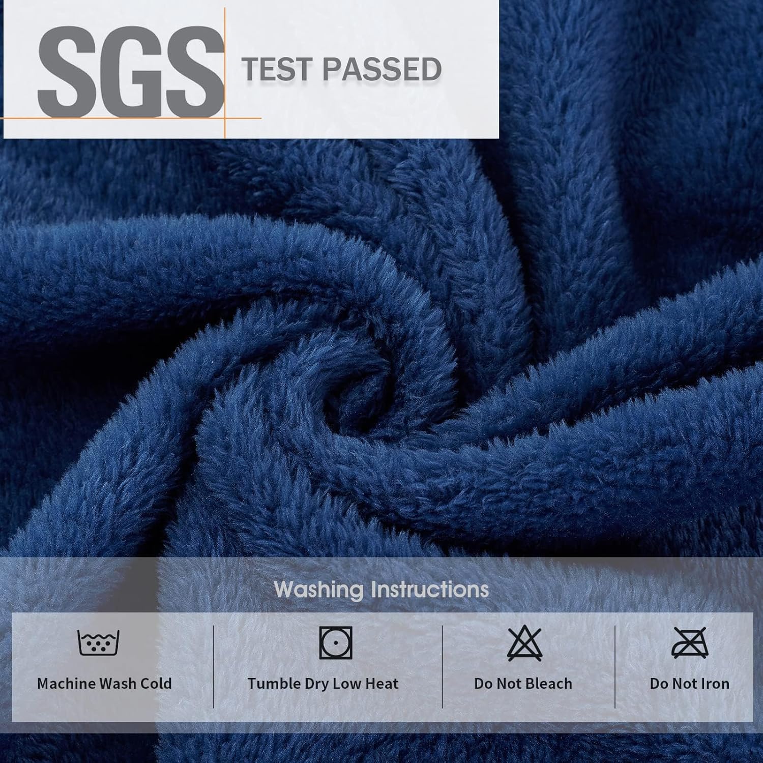 Dunkelblauer Fleece-Stoff, SGS-geprüft, waschmaschinenfest, nicht bleichen oder bügeln.