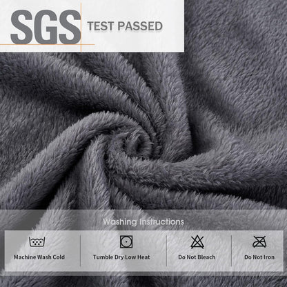 Graue Fleece-Decke, SGS-geprüft, waschmaschinenfest, pflegeleicht, kuscheliges Material.