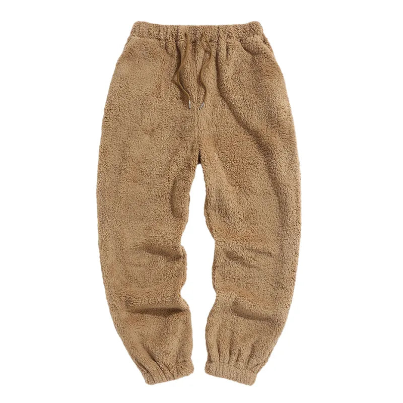 Braune Fleece-Jogginghose für Herren, gemütlich, elastischer Bund, ideal für Herbst und Winter.