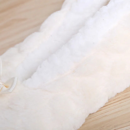Weiße Plüsch-Hausschuhe, flauschig, warm, Damen, rutschfest, gemütlich, Wintermode.