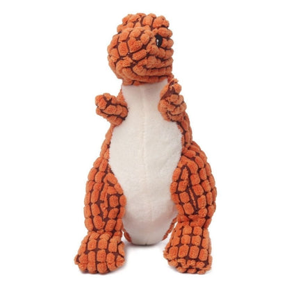 Brauner Plüsch-Dinosaurier, stehende Position, weiches Spielzeug für Kinder, Geschenkidee.