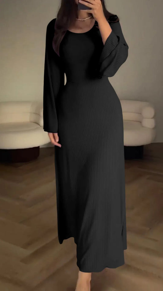 Elegant bodycon maxiklänning med snörning – Höstunder är Valencia
