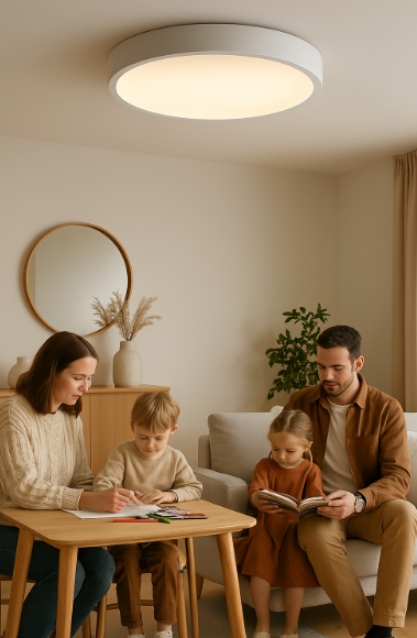 Rund LED-taklampa – Skandinavisk stil, hållbar och stämningsfull belysning för ditt hem