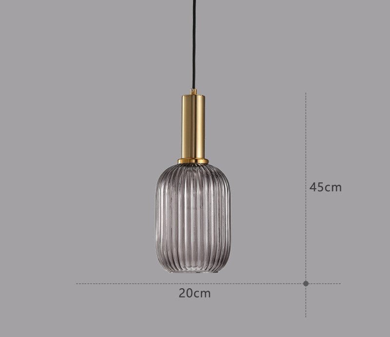Graue Glas-Hängelampe, dänisches Design, 45cm, modernes Interieur, goldene Fassung.