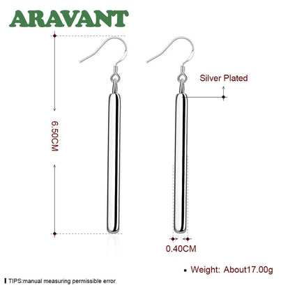 925 Silber Ohrringe, lange Linie, modisch, für Frauen, Schmuck, Geschenk, 6,5 cm, Aravant.