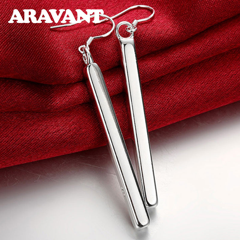 925 Silber Ohrringe, lange Linie, modisch, Schmuck für Frauen, bestes Geschenk.