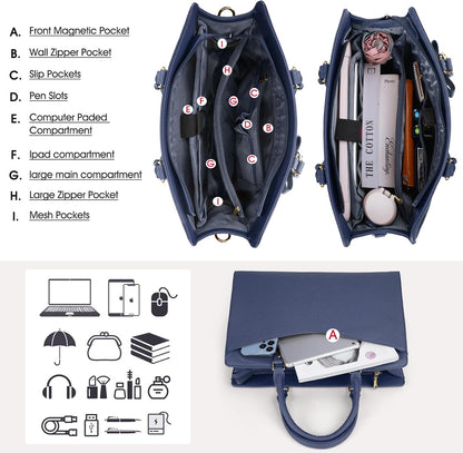 Vattentät laptopväska i PU-läder med multifunktionell design för damer