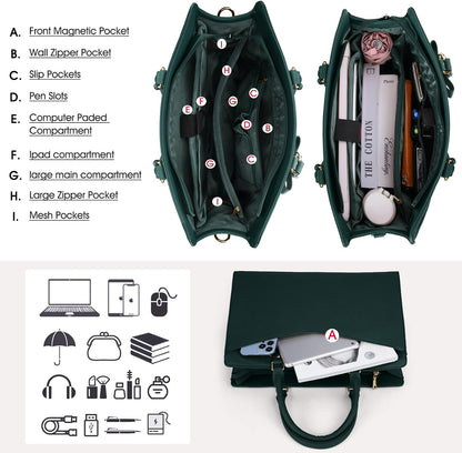Vattentät laptopväska i PU-läder med multifunktionell design för damer