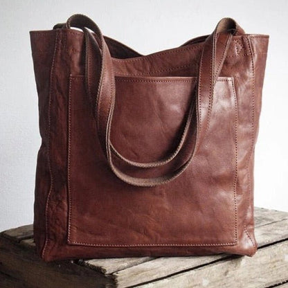 Braune Ledertasche, Umhängetasche, handgefertigt, modisch, robust, für Damen, Alltagsgebrauch.