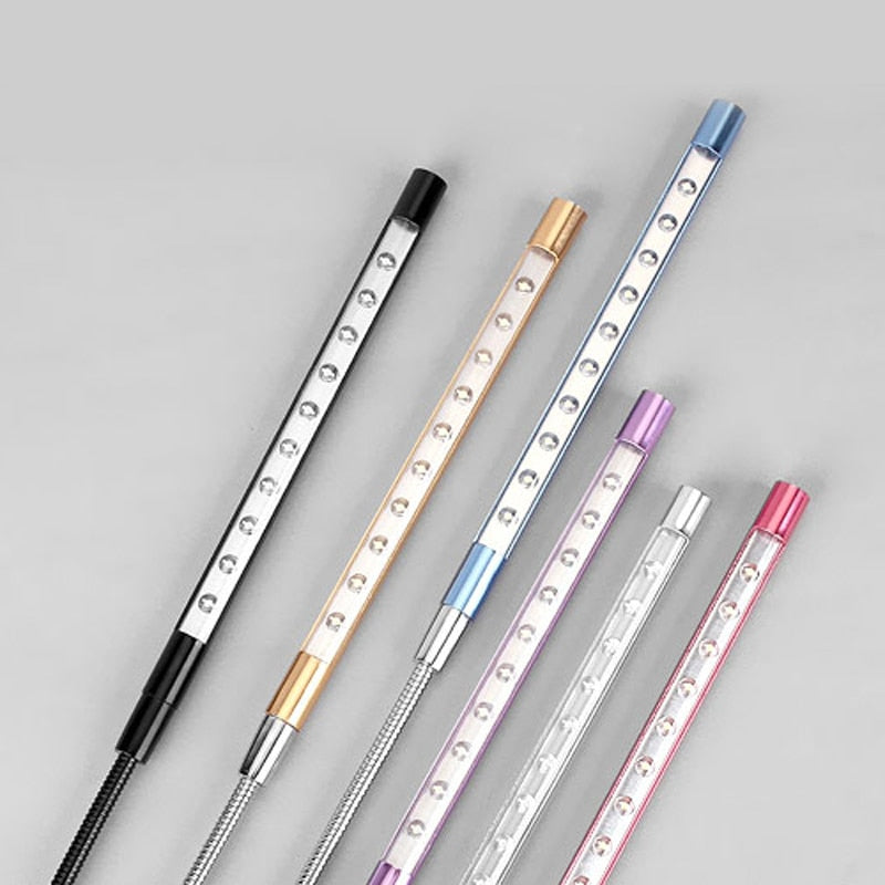 Mehrfarbige LED-Leselampen, flexibel, modern, energiesparend, für Schreibtisch oder Bett.