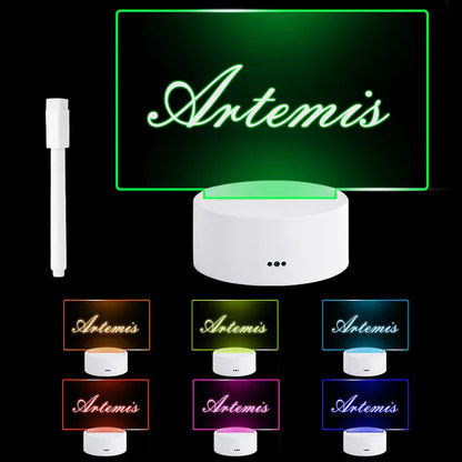 LED-Namensschild "Artemis" in verschiedenen Farben, personalisierbar, ideal als Nachtlicht.