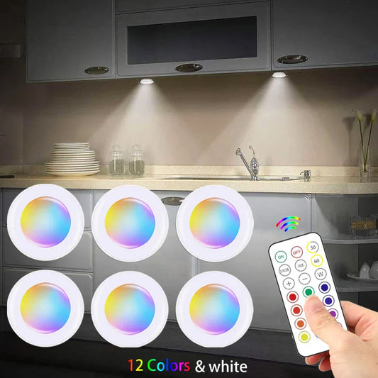 LED-Unterbauleuchten mit Fernbedienung, 12 Farben, dimmbar, batteriebetrieben, Küche.