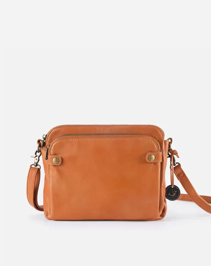 Braune Leder-Crossbody-Tasche, Damen-Schultertasche, elegant, modisch, vielseitig einsetzbar.