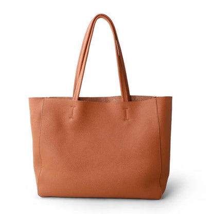 Braune Ledertasche, Shopper, Damen, elegant, geräumig, modisch, Accessoire, Alltagstasche.