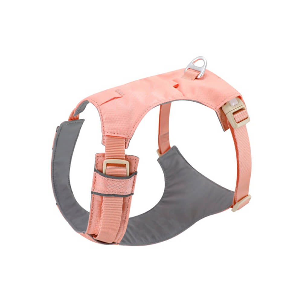 Leichtes, wasserdichtes, atmungsaktives, rosa Hundegeschirr aus Nylon mit Anti-Zug-Funktion.