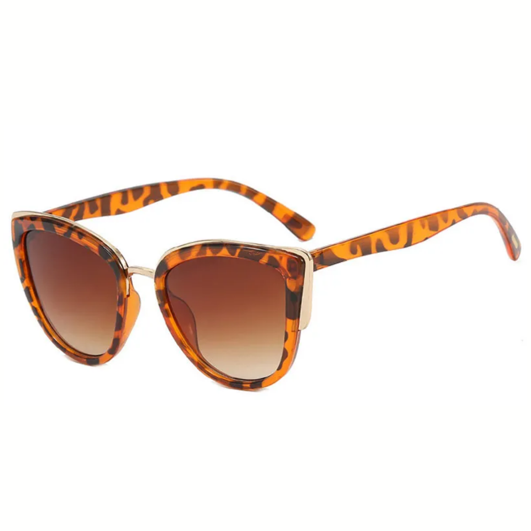 Sonnenbrille Damen, Leopardenmuster, braune Gläser, modisch, UV-Schutz, Accessoire.