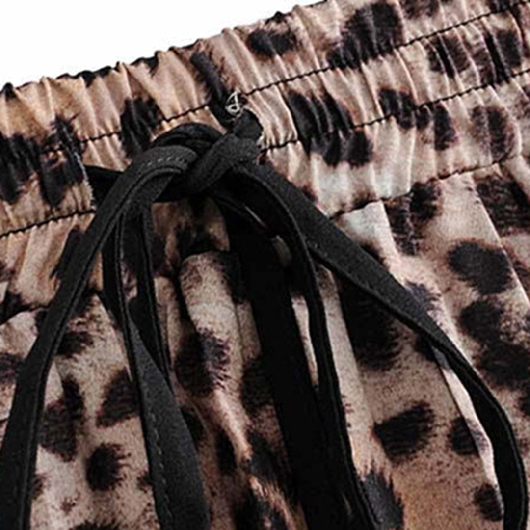 Leopardenmuster Shorts Damen, elastischer Bund, Kordelzug, modisch, bequem, Sommermode.