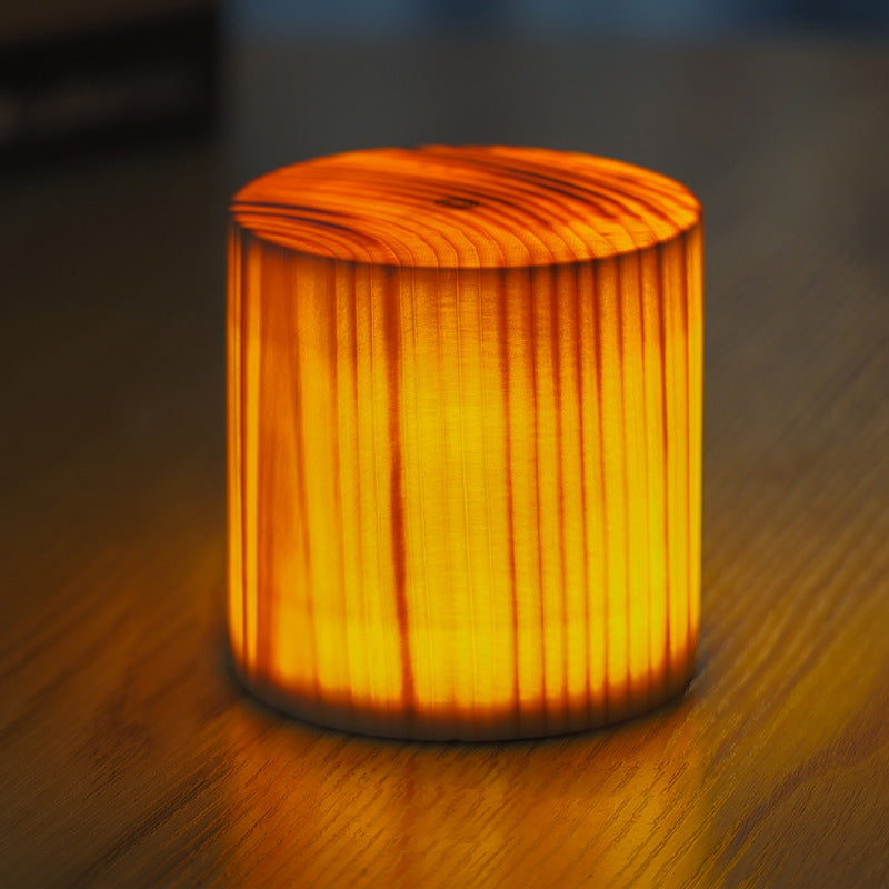 Holz-Lampe LED warmes Licht, zylindrisch, Tischdekoration, modernes Design, Wohnzimmerbeleuchtung