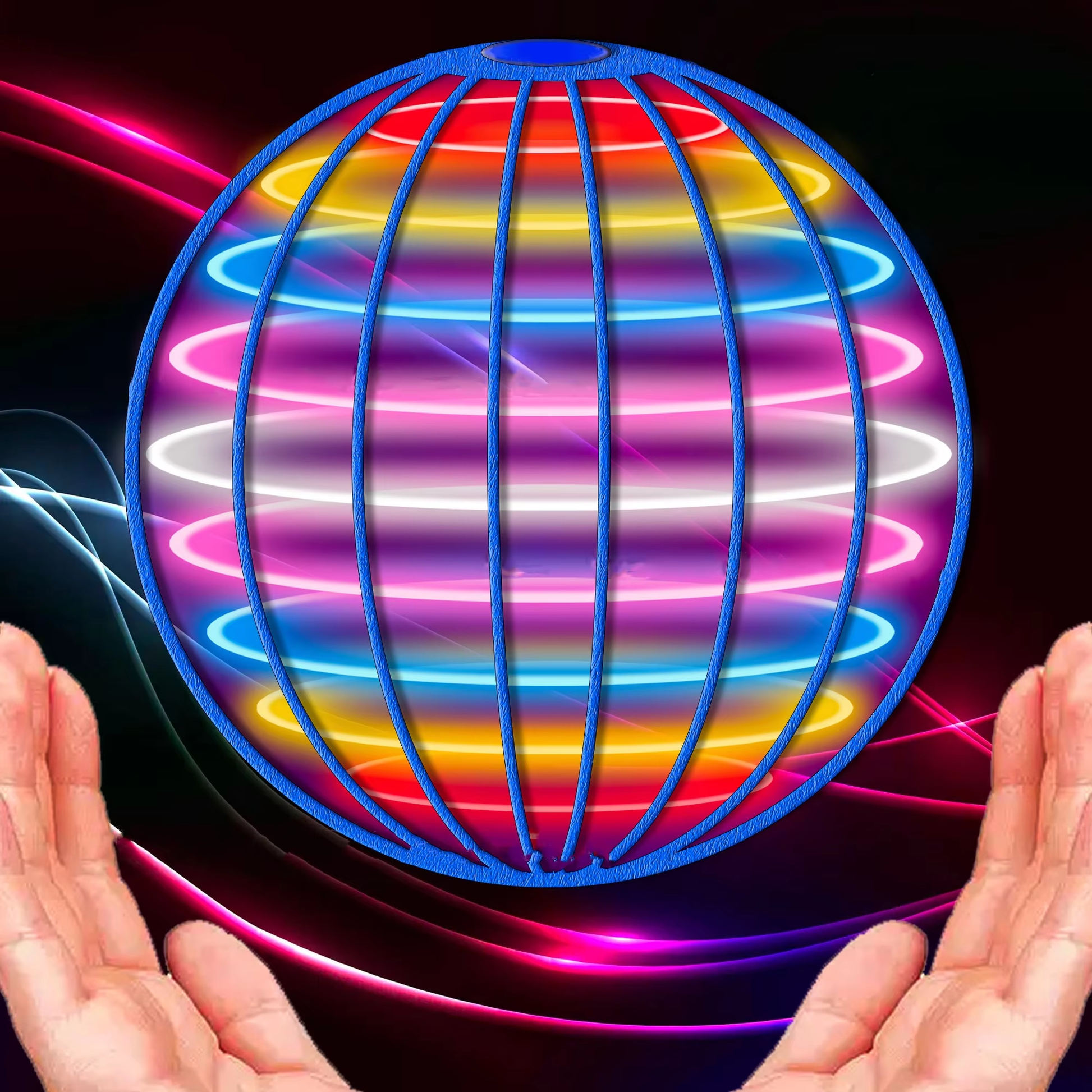 Leuchtender LED-Schwebeball, bunt, mit Handsteuerung, für Kinder, interaktives Spielzeug.