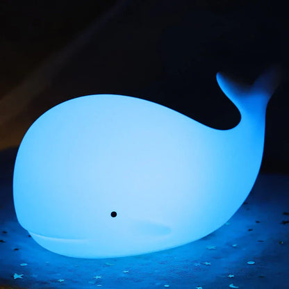 Blaue Wal-Nachtlampe aus Silikon, Kinderzimmer-Dekoration, LED, energiesparend.