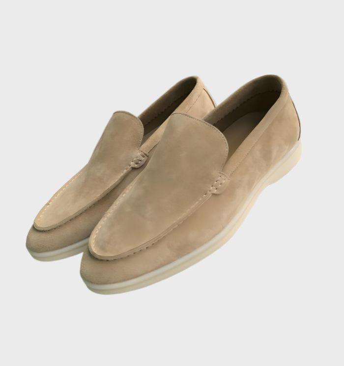 Khaki Wildleder Loafer für Herren, elegantes Design, rutschfeste Sohle, modische Herrenschuhe.