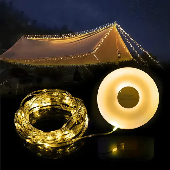 LED-Lichterkette warmweiß für Zeltbeleuchtung, Outdoor, energiesparend, dekorativ, 10m.