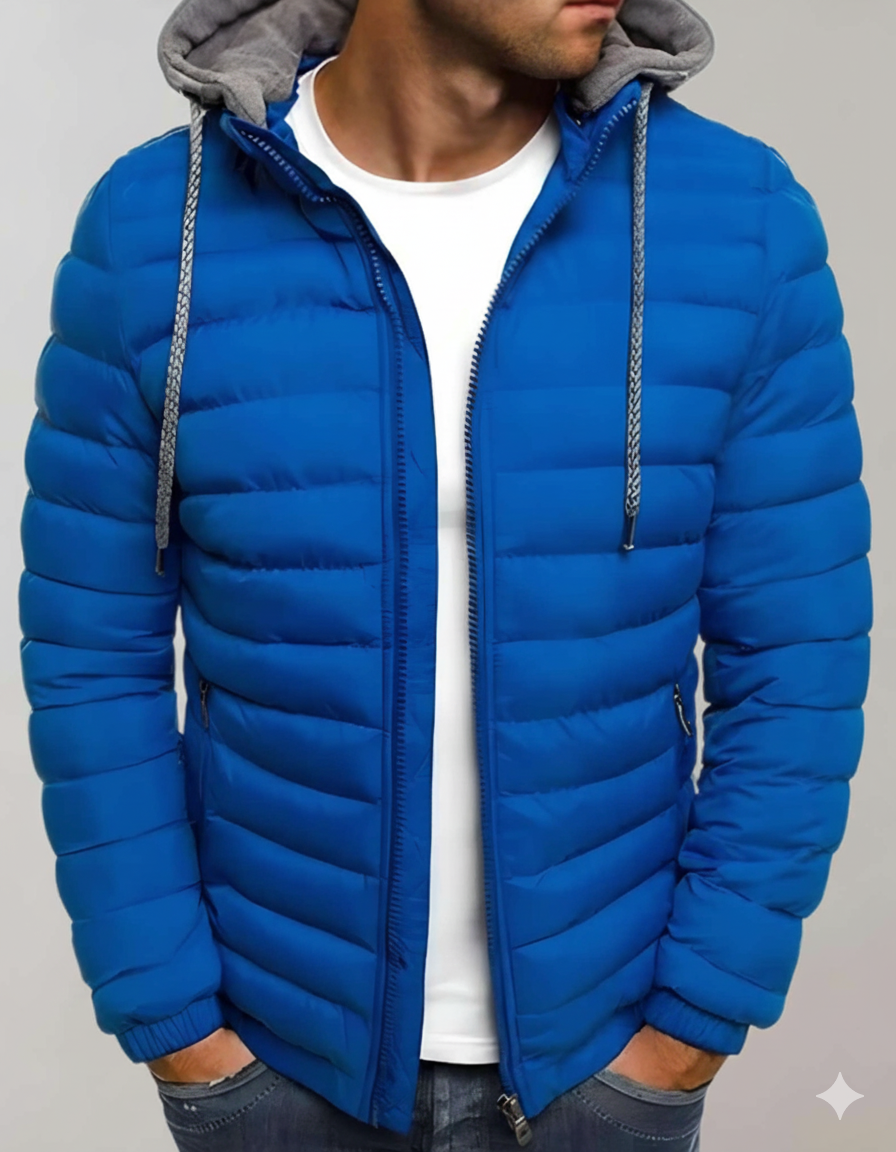 Varm herrdunjacka med huva – WinterStil