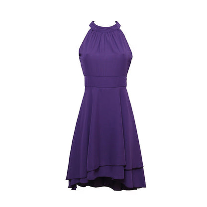 Lila ärmelloses Cocktailkleid, knielang, elegantes Design, ideal für Partys und Events.