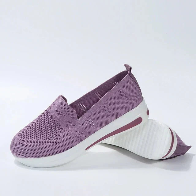 Lila Damen-Sneaker, atmungsaktiv, Plattformsohle, Stoff, modisch, Größe 43.