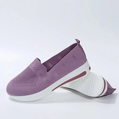 Lila Damen-Sneaker, atmungsaktiv, Plattformsohle, Stoff, modisch, Größe 43.