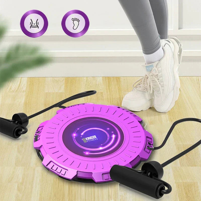 Lila Fitness-Drehplatte mit Seil, rutschfest, für Heimtraining, Ganzkörper-Workout.