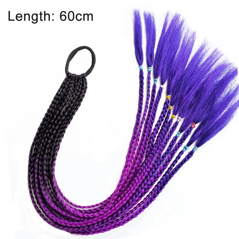 Lila Ombre Kunsthaar Zöpfe, 60cm Länge, synthetische Haarverlängerung, Flechtfrisur Zubehör.