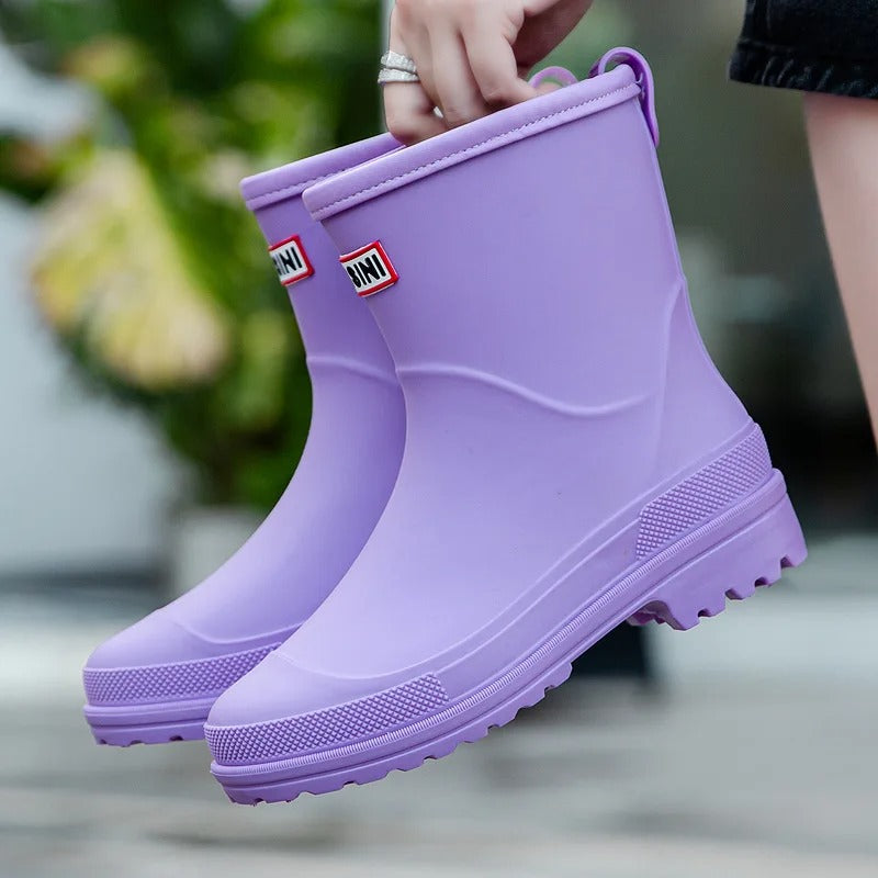 Lila Gummistiefel für Damen, wasserdicht, rutschfest, Outdoor, Gartenarbeit, modisch.