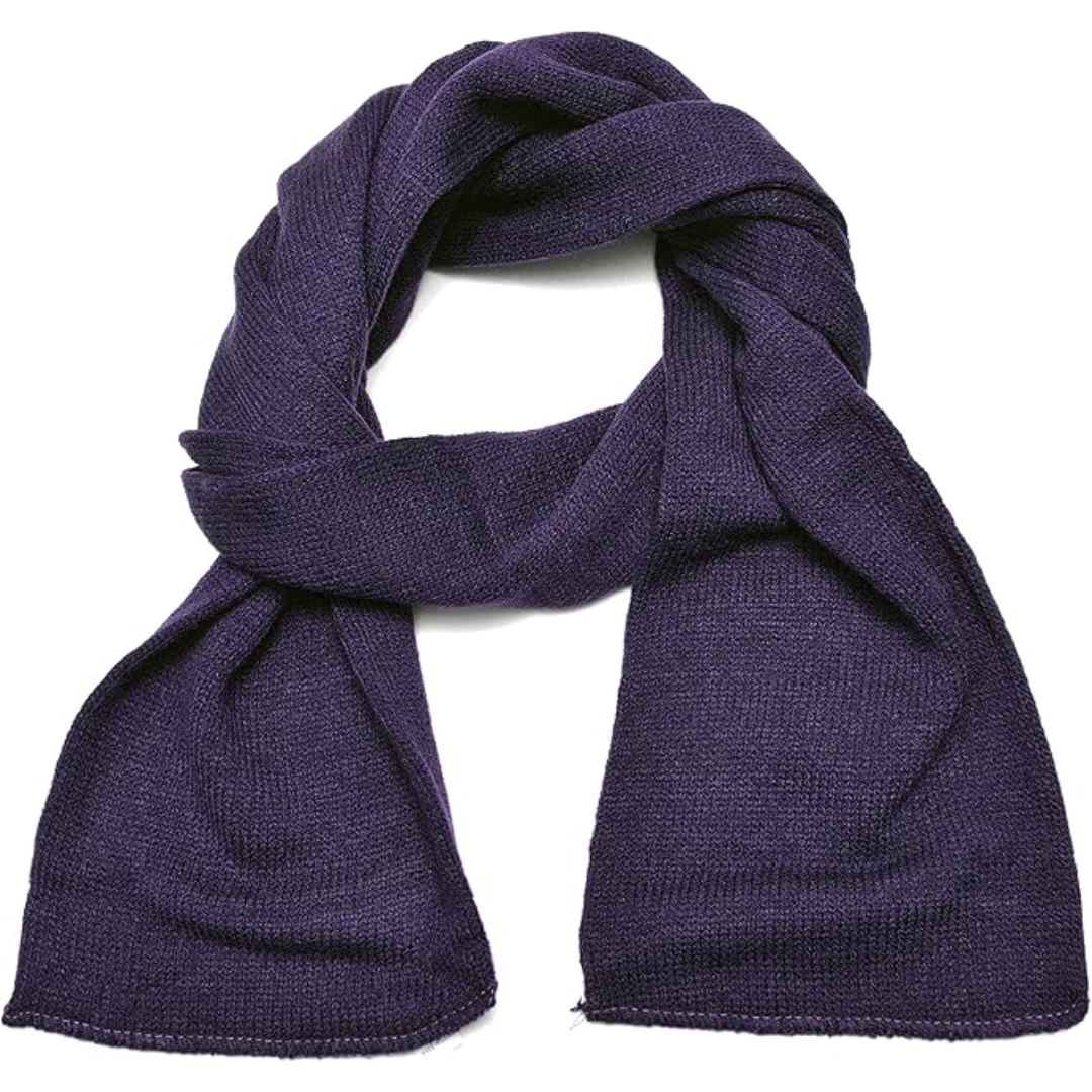 Dunkellila Schal aus Wolle, warm und weich, ideal für Herbst und Wintermode.