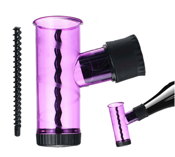Lila Acryl-Bong mit schwarzem Mundstück, Spiralmuster, tragbar, für Raucherbedarf.