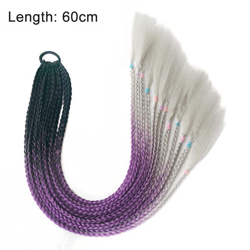 Lila-weiße Ombre Flechtzöpfe, 60 cm, synthetisches Haar, Extensions, Haarverlängerung.