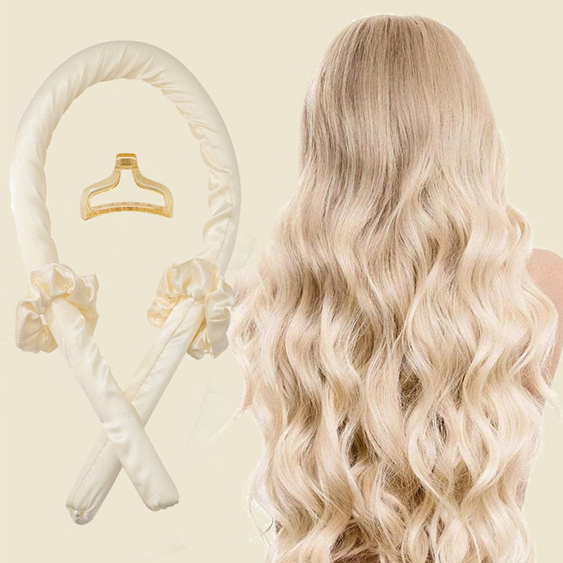 Seidenes Lockenband Set, blond, hitzefrei, Haarstyling, Lockenwickler, Haarpflege-Accessoire