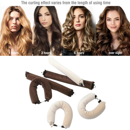 Lockenwickler Set, braun und beige, für verschiedene Lockenstile, Haarstyling, Zeitvariationen.