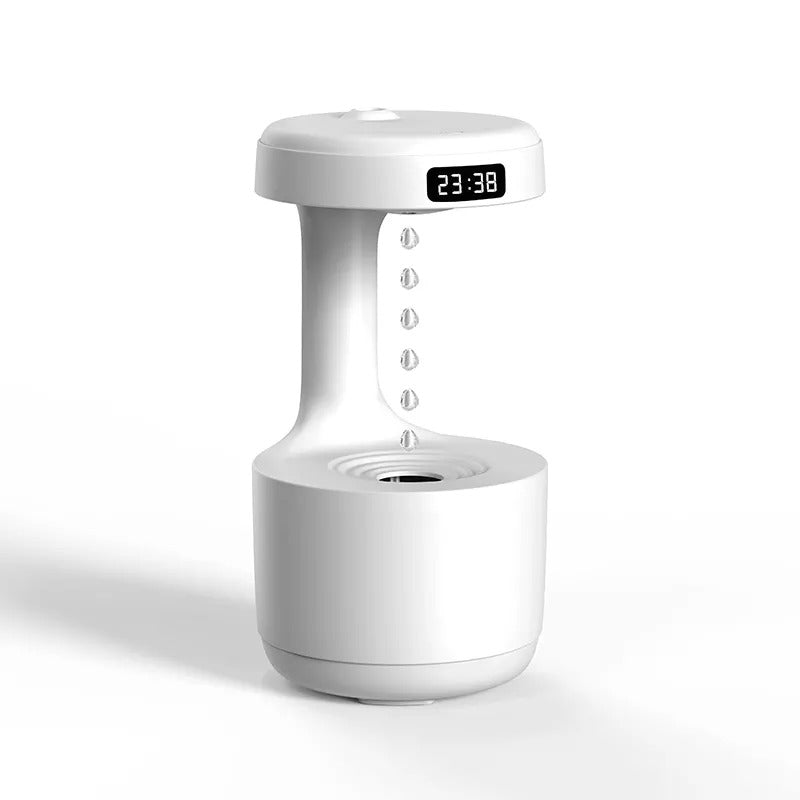 Weißer 800ml Luftbefeuchter mit LED-Anzeige, tragbar, modern, für Zuhause und Büro.