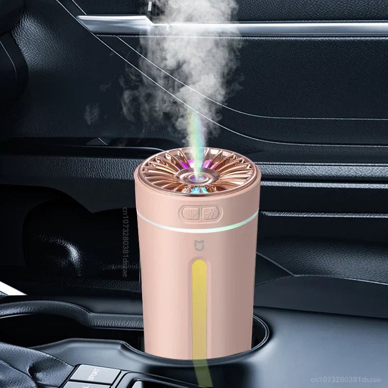 Luftbefeuchter Auto, USB, tragbar, rosa, LED-Licht, Aromatherapie, Luftreiniger, modern.