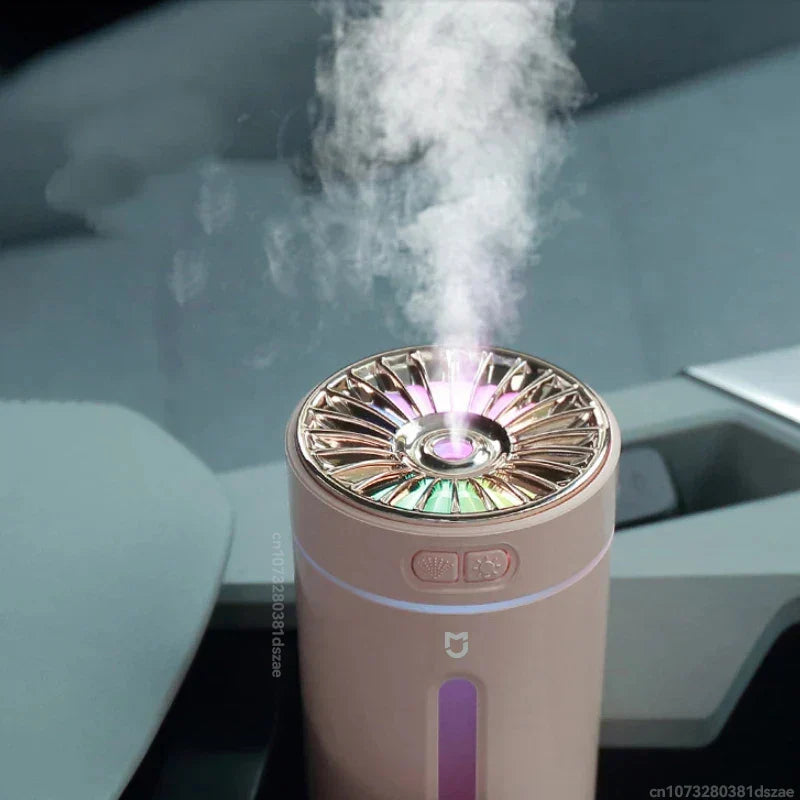 Tragbarer Luftbefeuchter Auto, USB, LED, Aromatherapie, goldfarben, kompakt, modern.