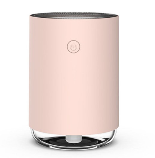 Rosa Luftbefeuchter, zylindrisch, mit Ein/Aus-Schalter, modernes Design, für Raumklima.