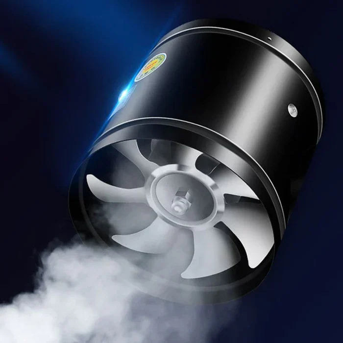 Schwarzer Luftbefeuchter mit Ventilator, LED-Licht, Nebel, modernes Design, energiesparend.